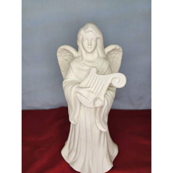 Angels Candle Holders Set of 3 PARTYLITE White w/Harp & Lute 1980s Mantel Decor - Picture 9 of 15